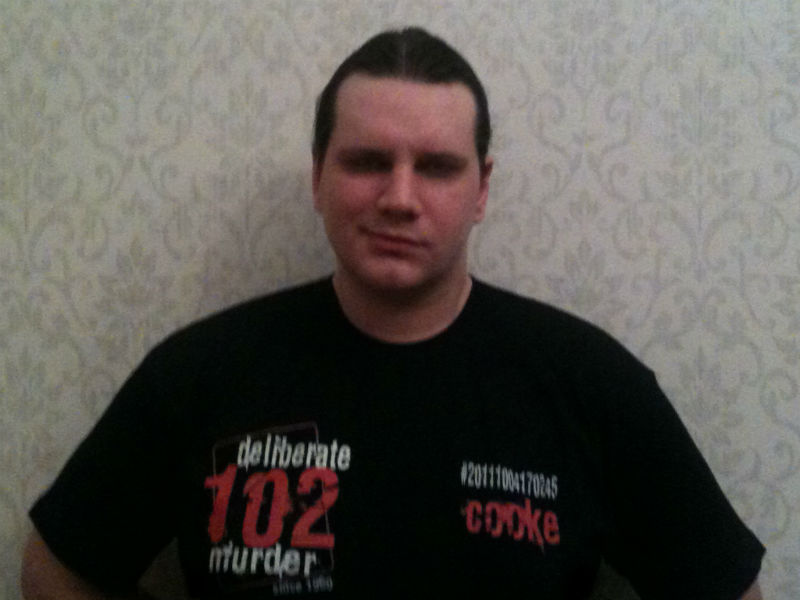 cooke wearing deliberate murder t-shirt